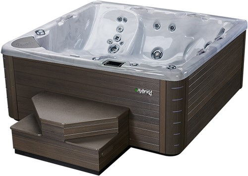 Beachcomber 730 Hot Tub, 224x203x97 cm terrazzo kuip, ebony ombouw, steel cover met Hybrid Plus pakket, Premium700 pakket en LED controls
