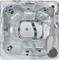 Beachcomber 590 Hot Tub, 226x226x97 cm alabaster kuip, ebony ombouw, steel cover met Hybrid pakket en RFM-2