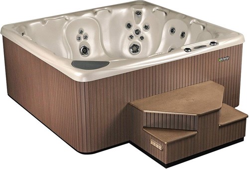 Beachcomber 590 Hot Tub, 226x226x97 cm alabaster kuip, ebony ombouw, steel cover met Hybrid pakket en RFM