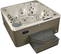 Beachcomber 750 Hot Tub, 226x226x97 cm alabaster kuip, ebony ombouw, steel cover met Hybrid Plus pakket