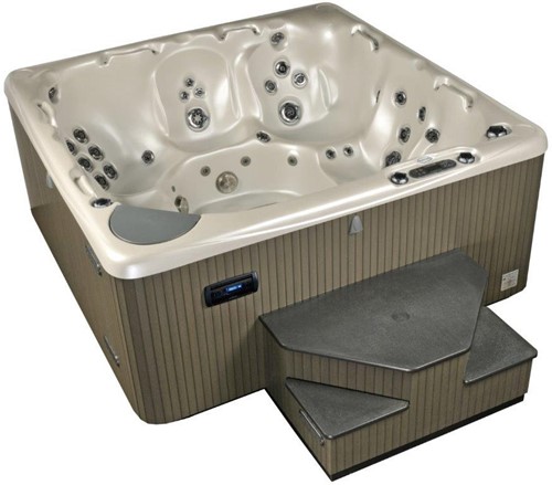 Beachcomber 750 Hot Tub, 226x226x97 cm alabaster kuip, ebony ombouw, steel cover met Hybrid Plus pakket